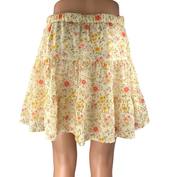Princess Polly Multicolor Floral Button Tiered Mini A-Line Flared Skirt Size 6 - Picture 3 of 5